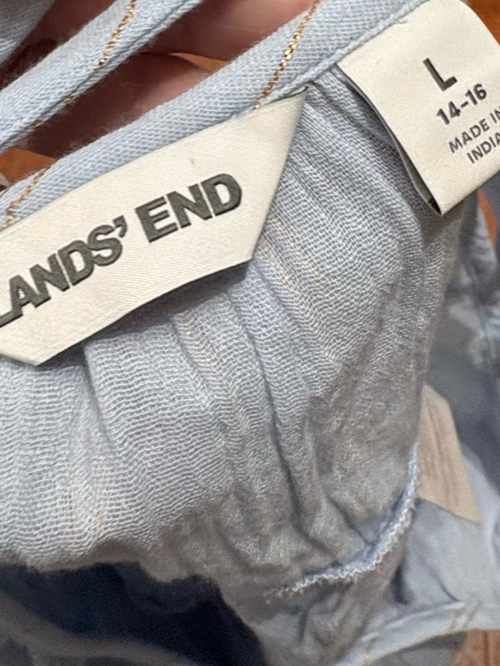 Lands’ End Sky Blue Tiered Swim Cover-Up with Gold Metallic‎ Accents, Size L - Picture 7 of 9
